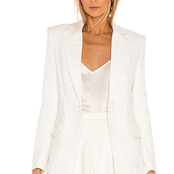 Amanda Uprichard Jackets & Blazers - REVOLVE | Amanda Uprichard White Blazer with Structured Shoulders